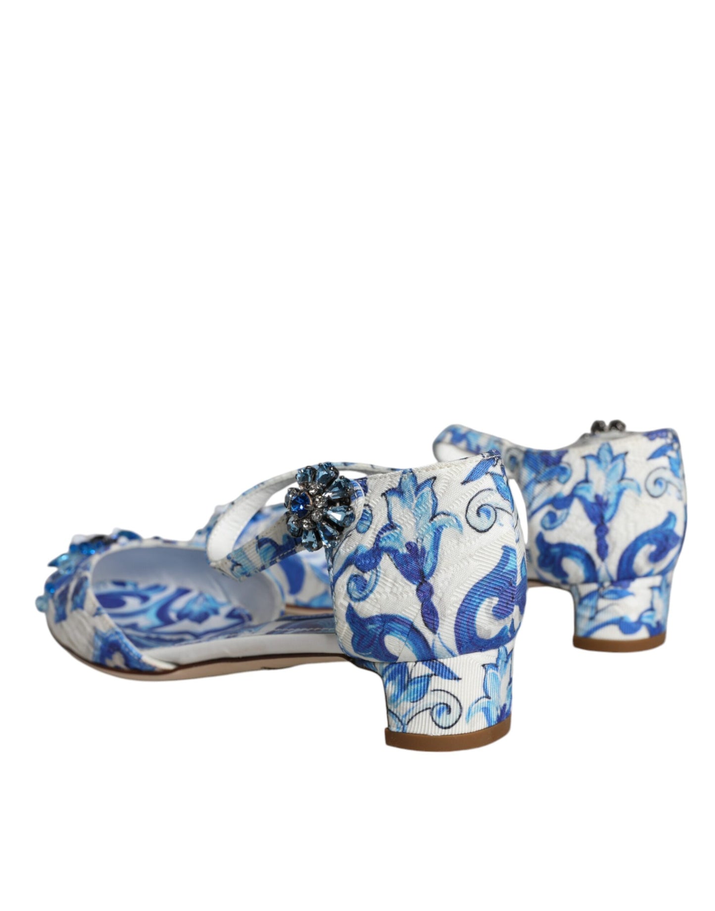 Dolce &amp; Gabbana White Blue Majolica Print Nilkkahihna Sandaalit Kengät