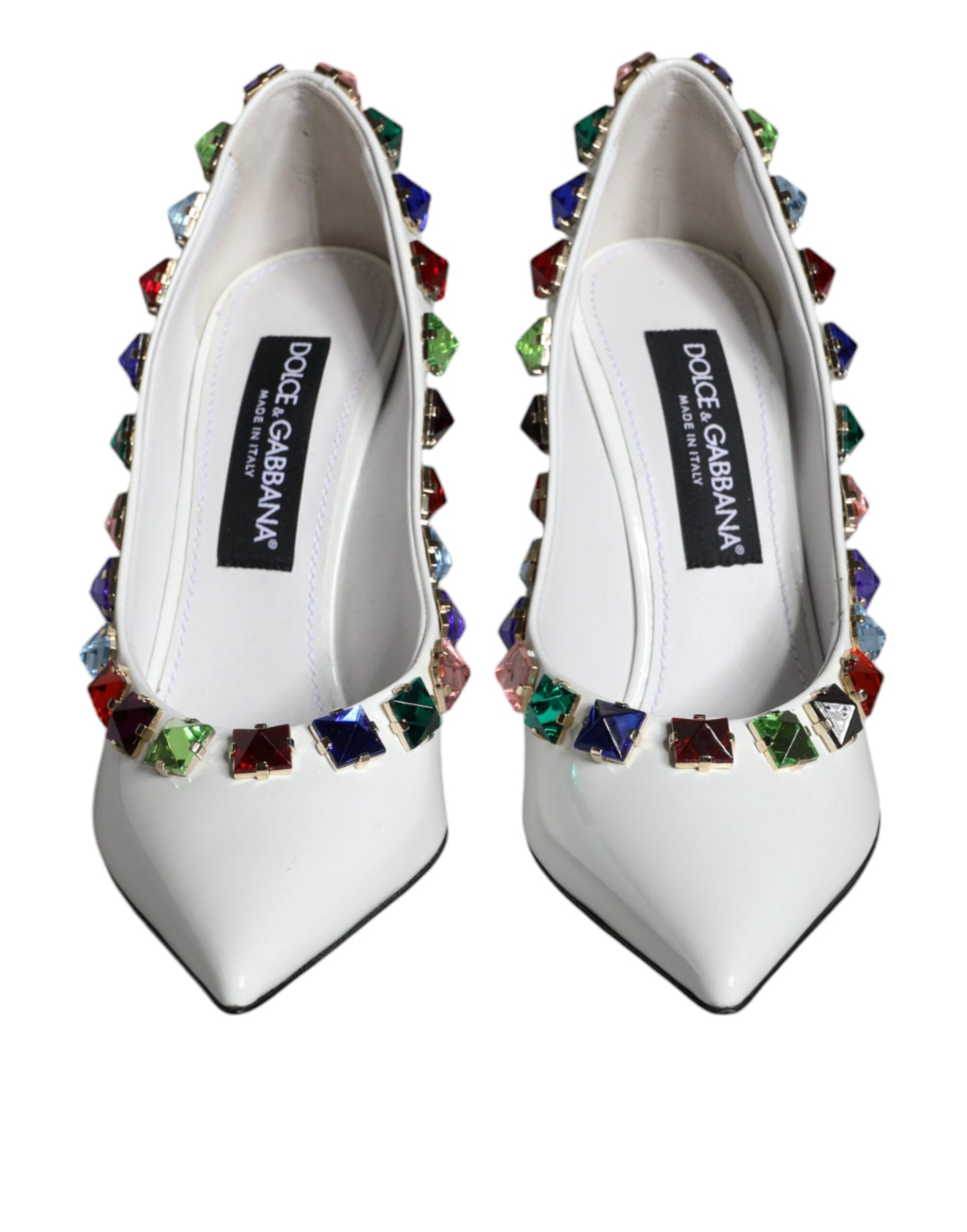 Dolce & Gabbana Weiß Crystals Leder High Heels Pumps Schuhe