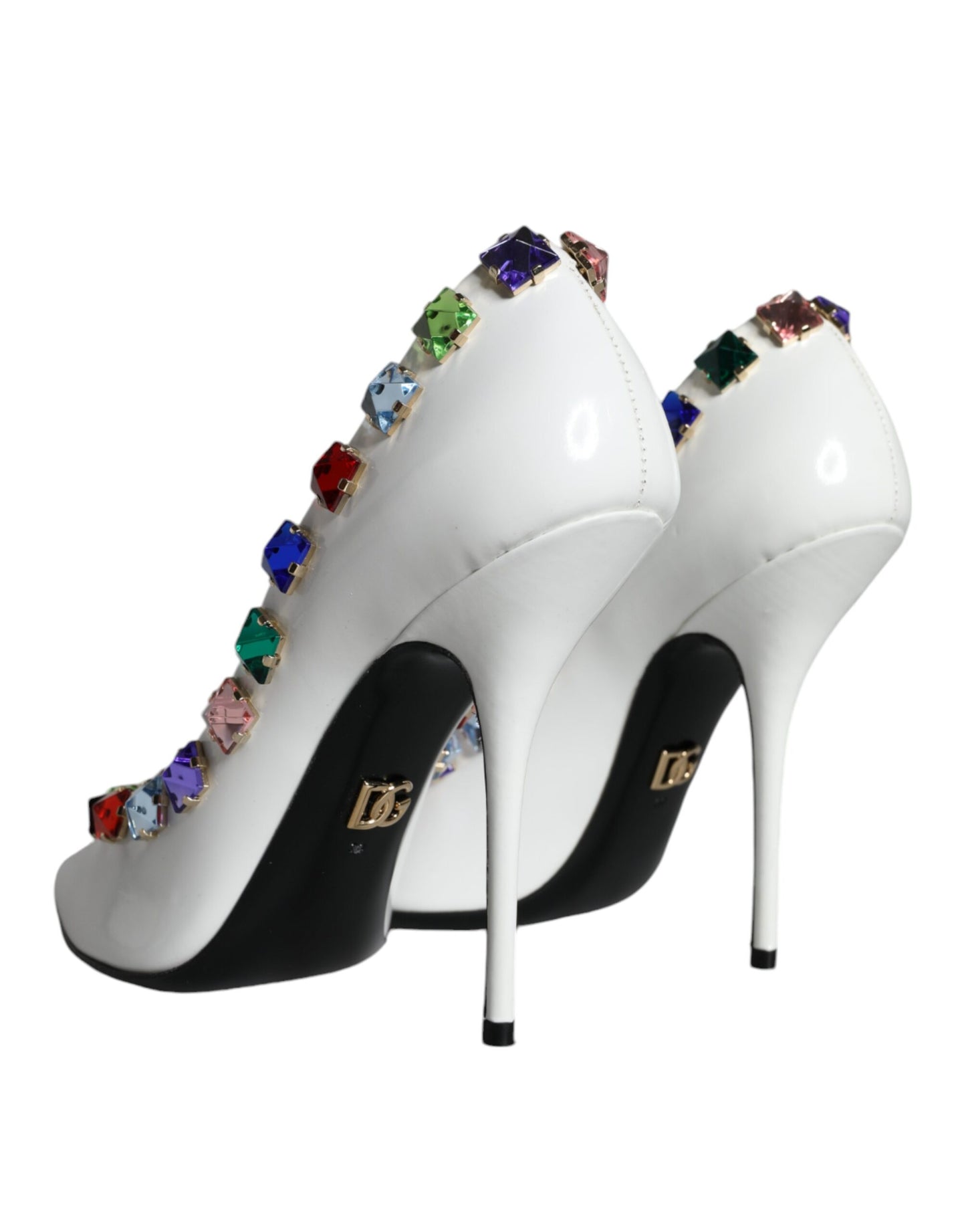 Dolce & Gabbana Weiß Crystals Leder High Heels Pumps Schuhe