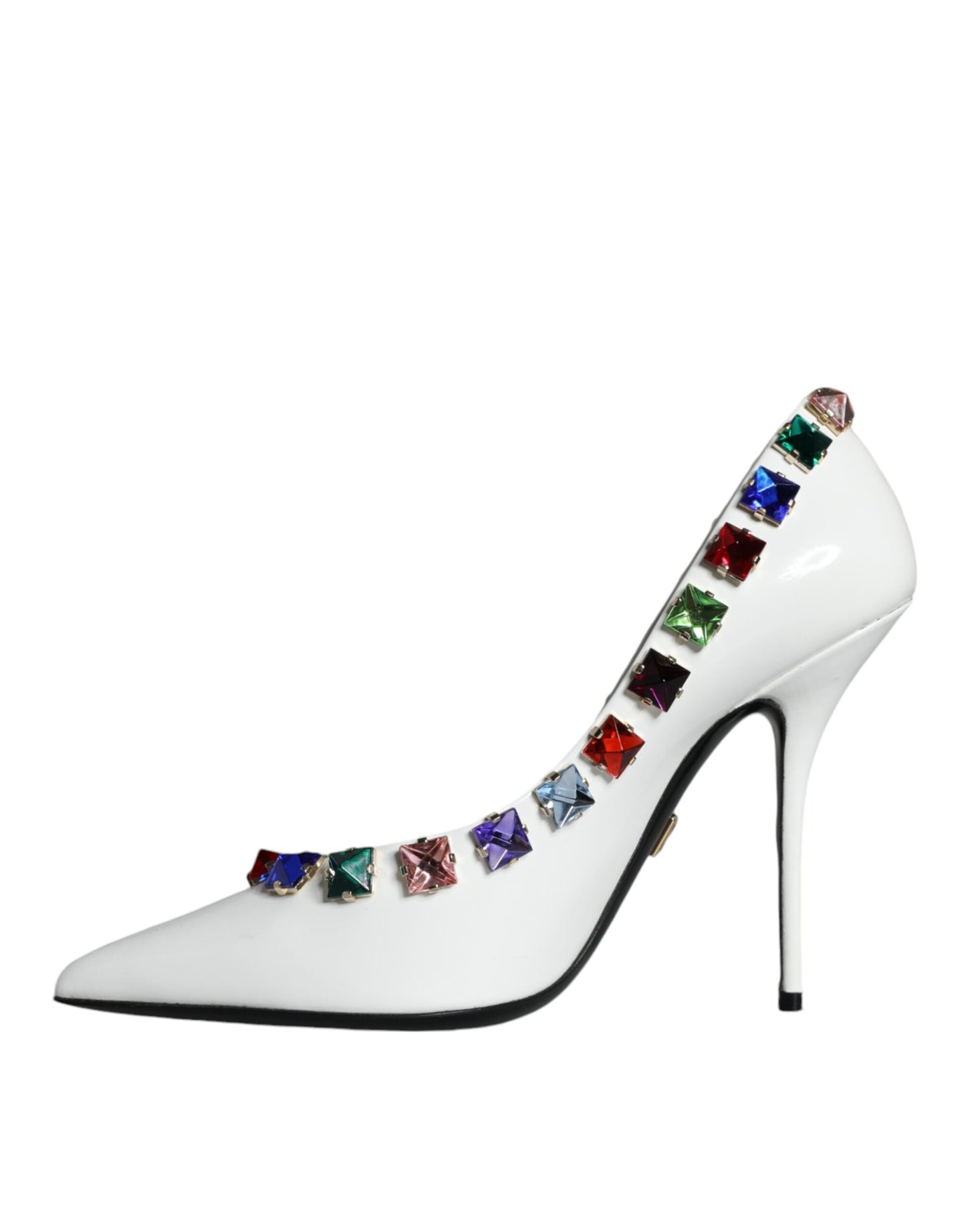 Dolce & Gabbana Weiß Crystals Leder High Heels Pumps Schuhe