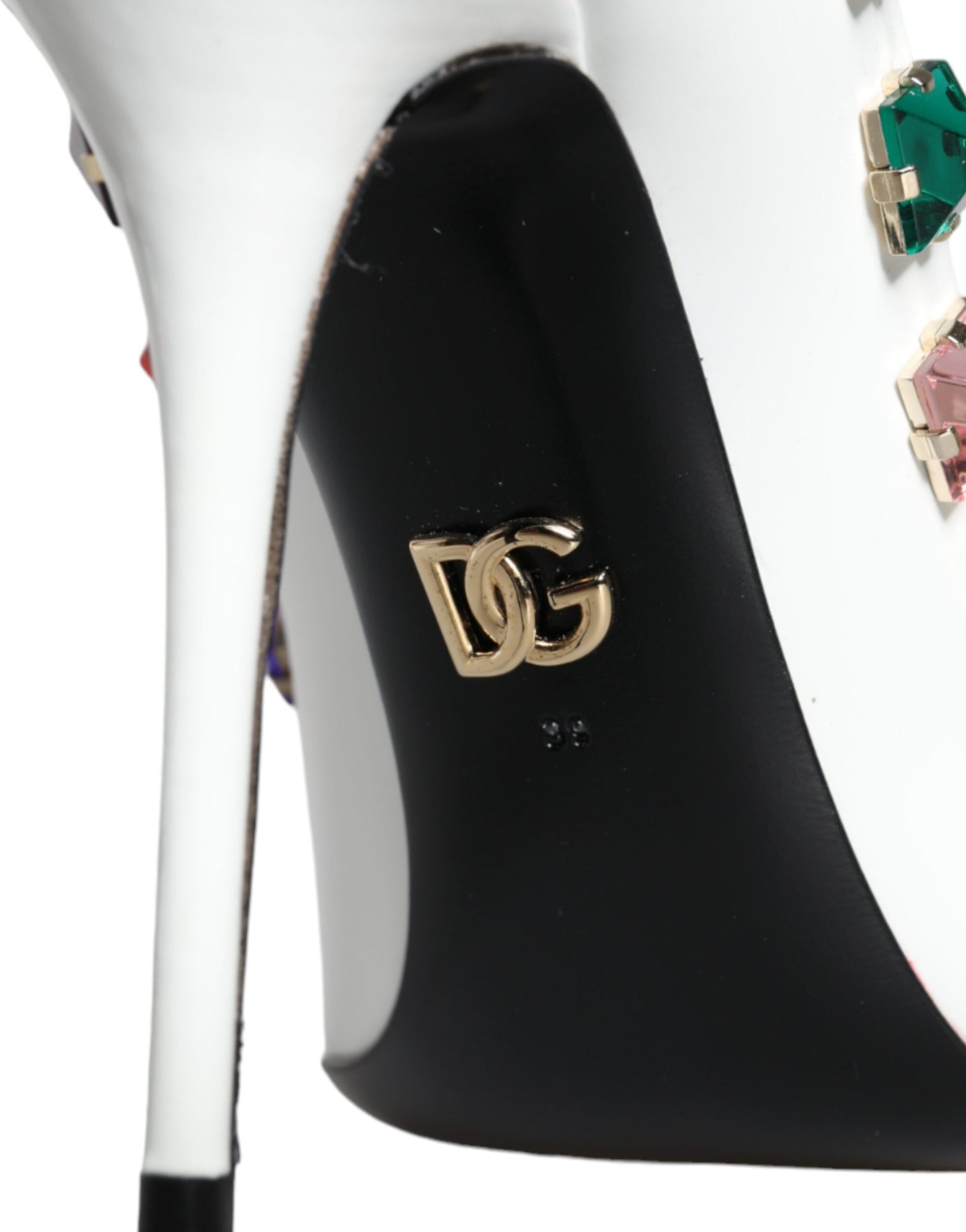 Dolce & Gabbana Weiß Crystals Leder High Heels Pumps Schuhe