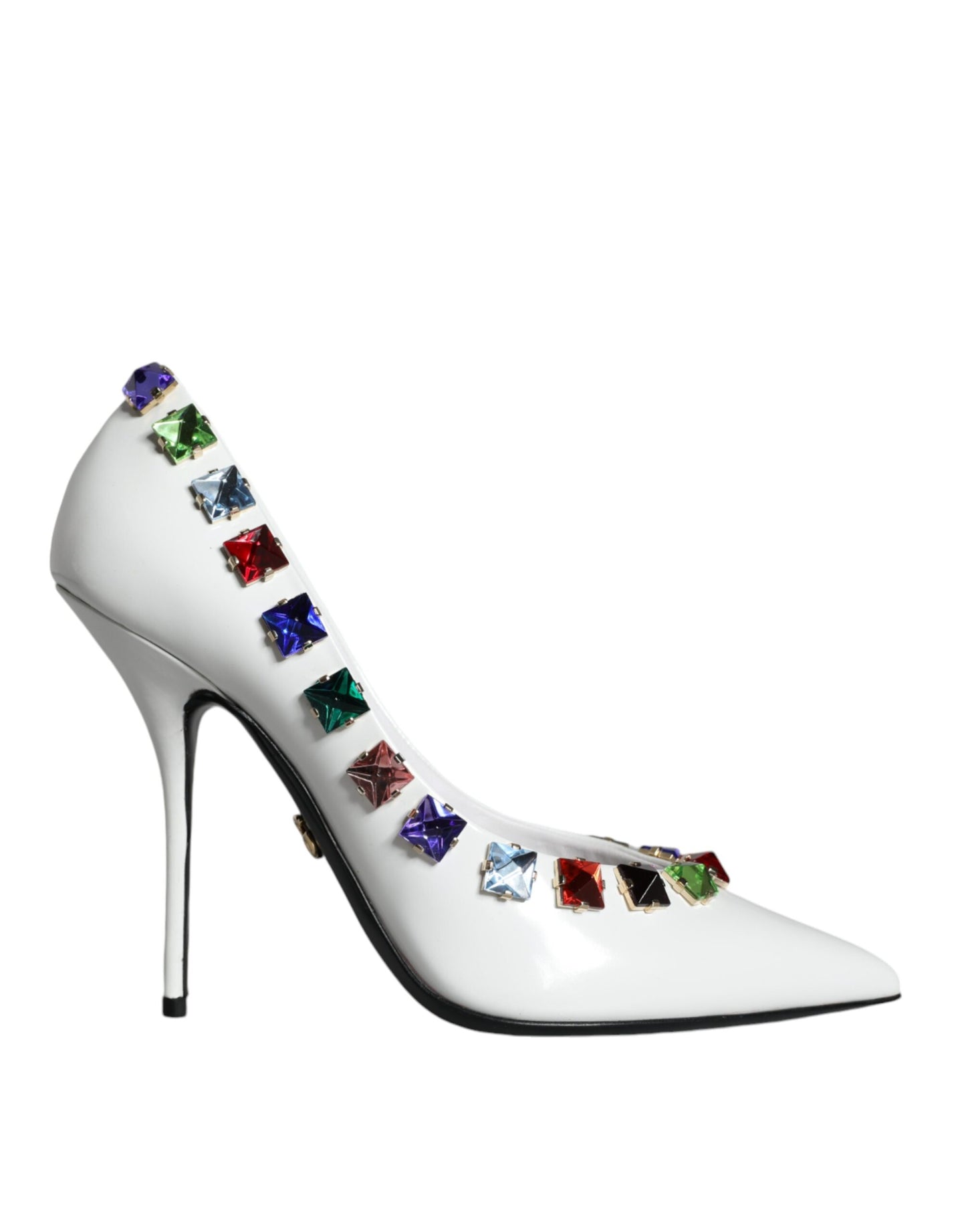 Dolce & Gabbana Weiß Crystals Leder High Heels Pumps Schuhe