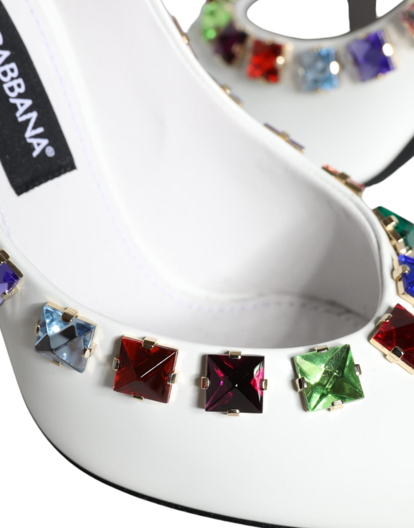 Dolce & Gabbana Weiß Crystals Leder High Heels Pumps Schuhe