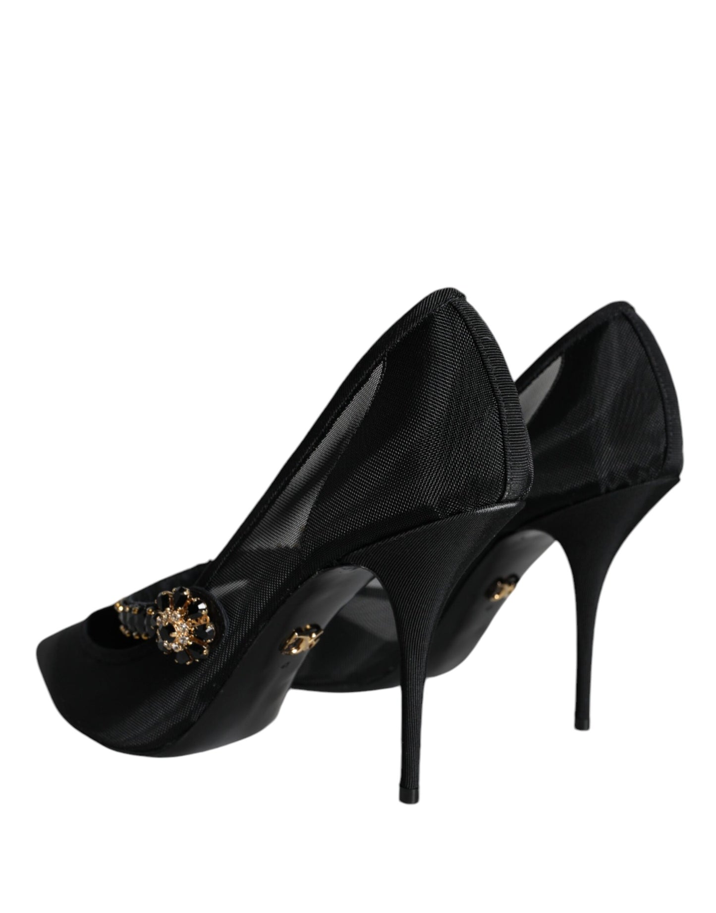 Dolce & Gabbana Schwarz Mesh Mary Jane Crystal Heel Pumps Schuhe