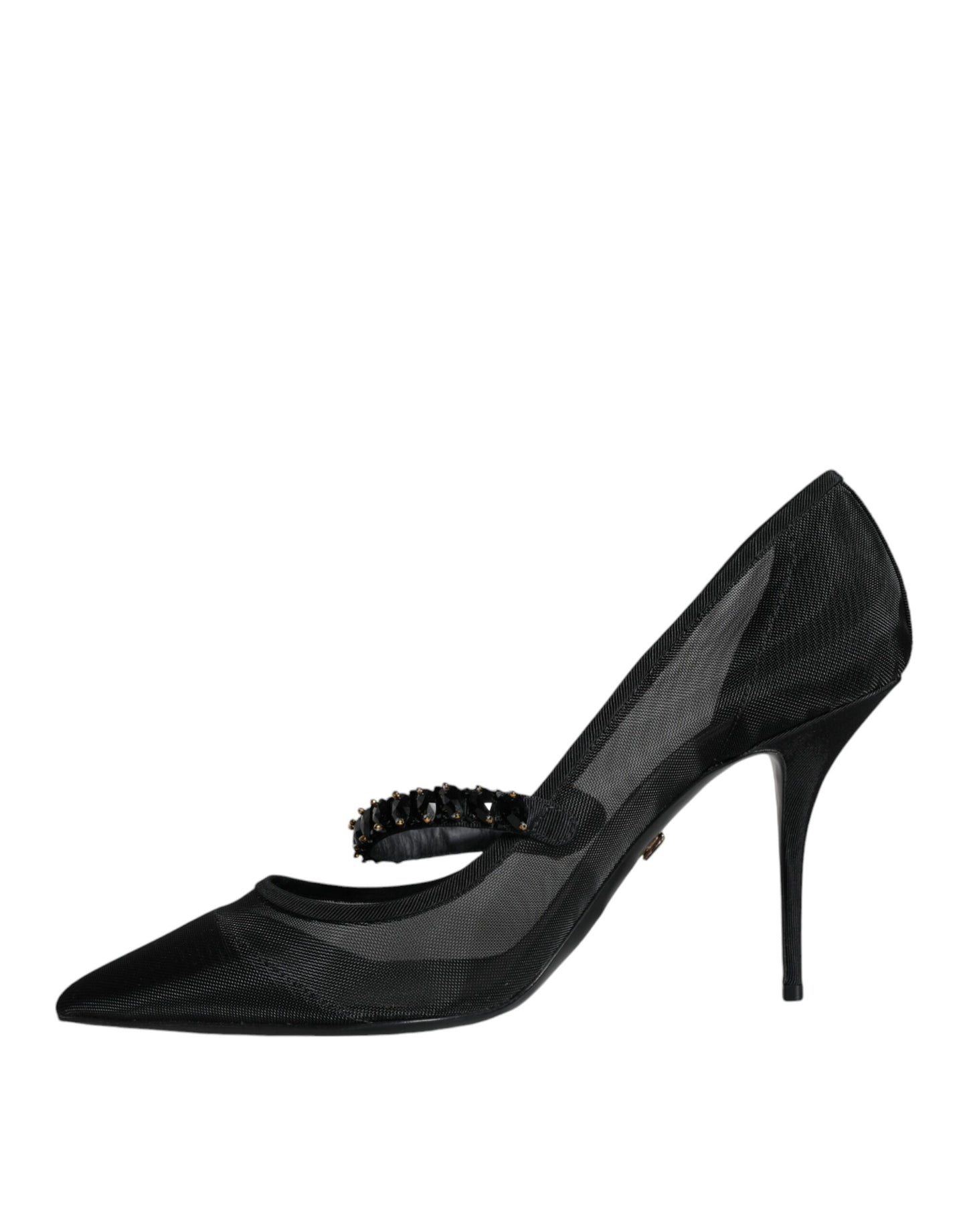 Dolce & Gabbana Schwarz Mesh Mary Jane Crystal Heel Pumps Schuhe