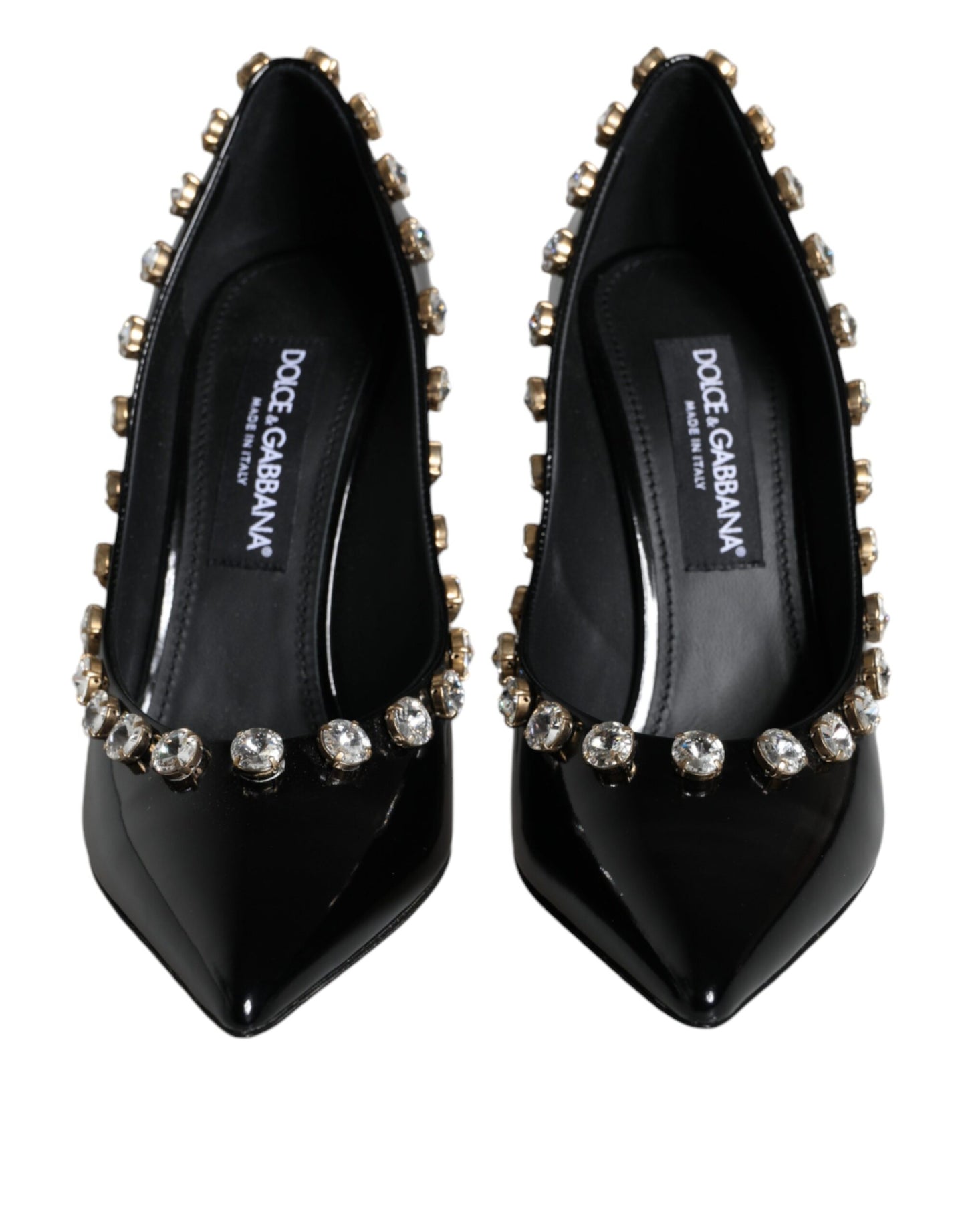 Dolce & Gabbana Schwarz Crystals Leder High Heels Pumps Schuhe