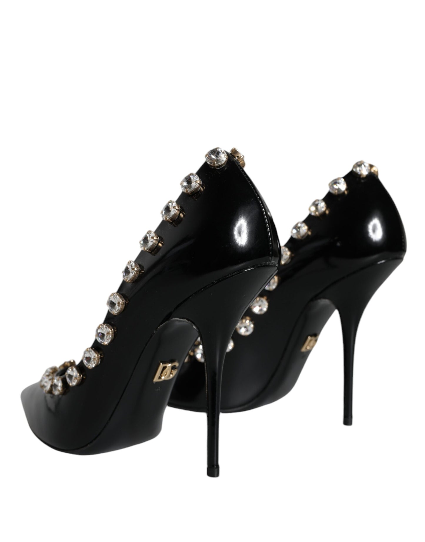 Dolce & Gabbana Schwarz Crystals Leder High Heels Pumps Schuhe