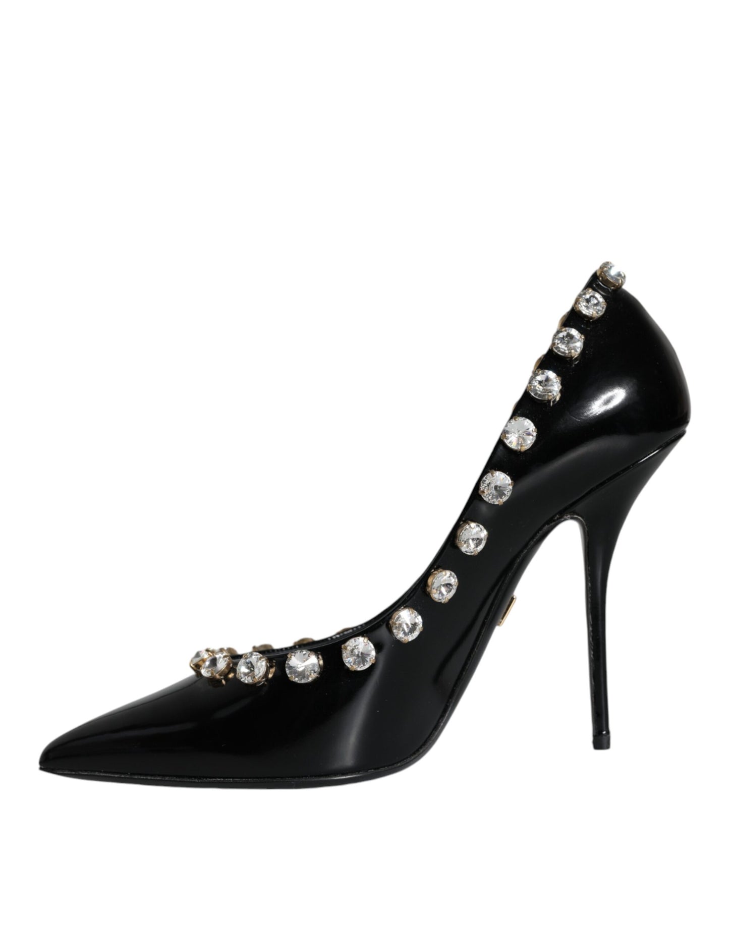 Dolce & Gabbana Schwarz Crystals Leder High Heels Pumps Schuhe