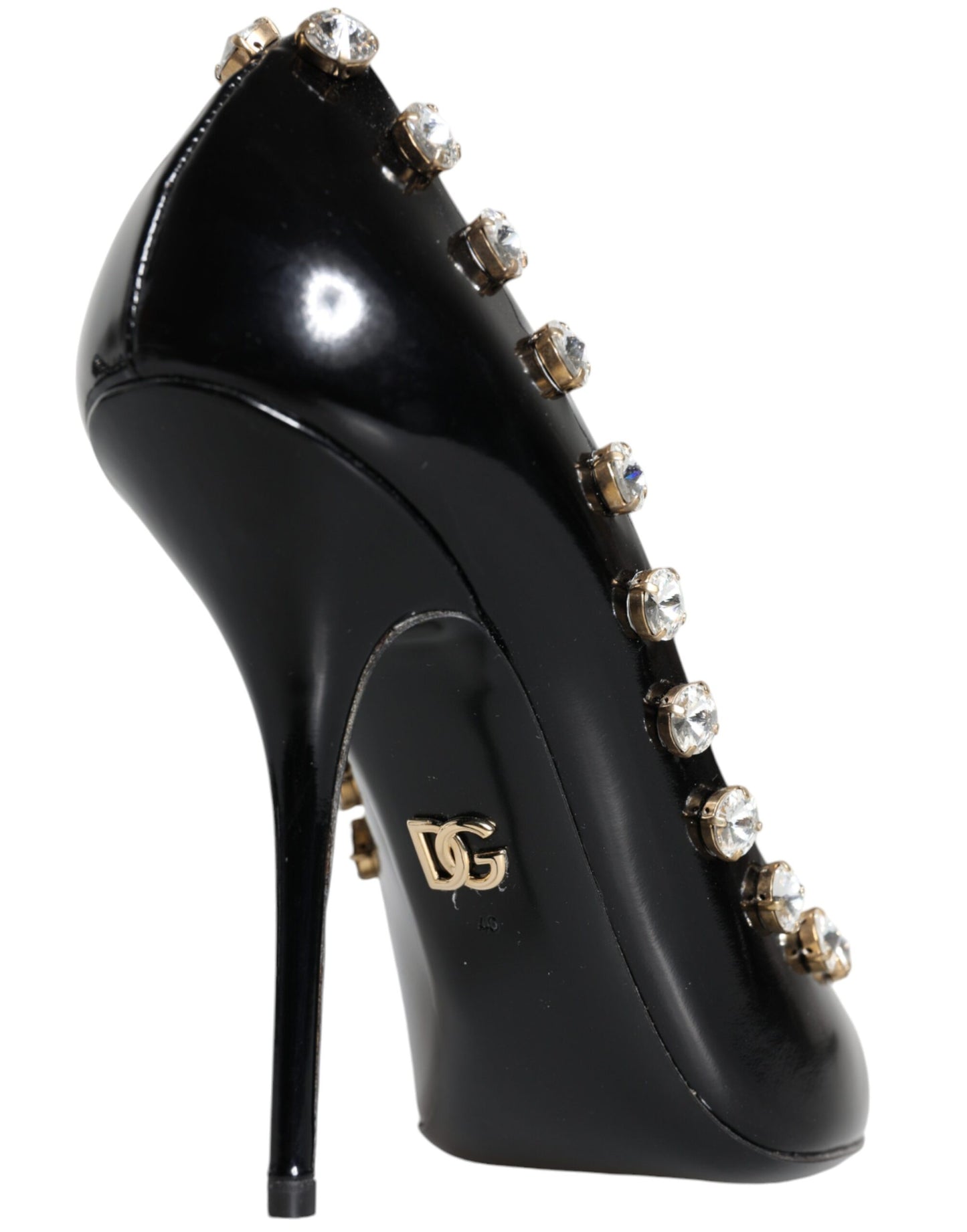 Dolce & Gabbana Schwarz Crystals Leder High Heels Pumps Schuhe