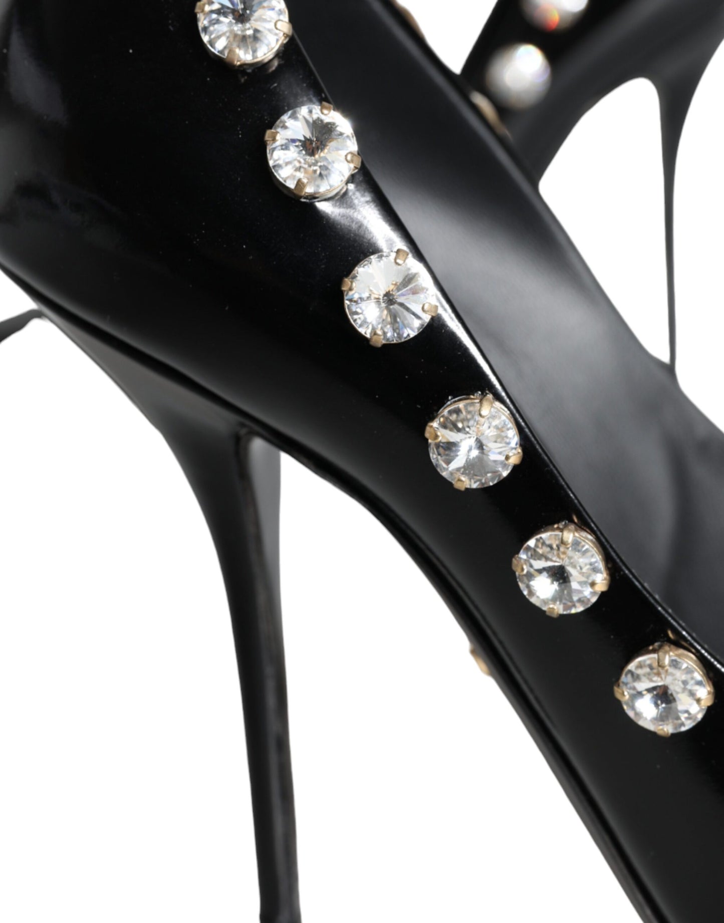 Dolce & Gabbana Schwarz Crystals Leder High Heels Pumps Schuhe