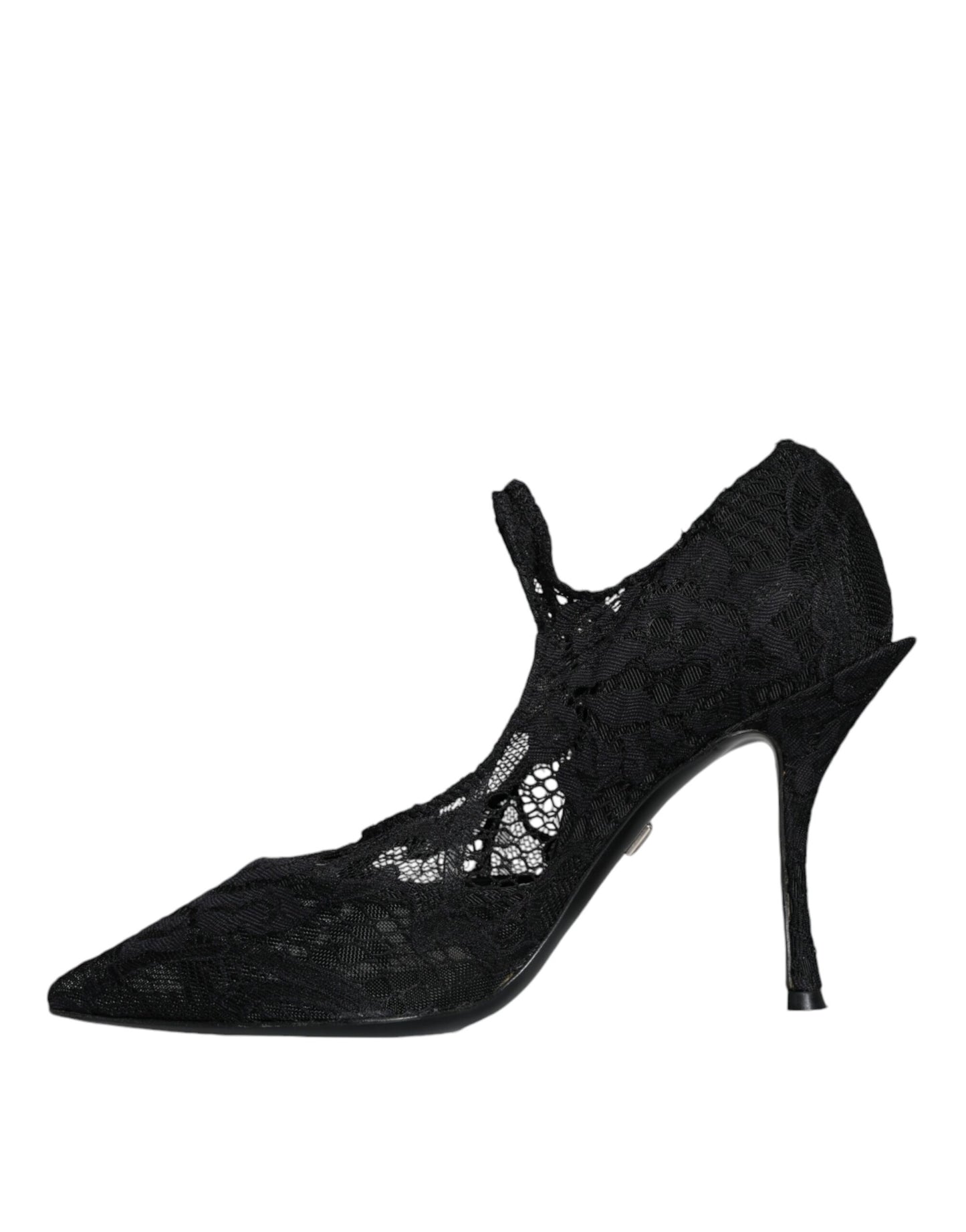 Dolce &amp; Gabbana Black Mary Jane Pumps Lace Crystals Heels Kengät