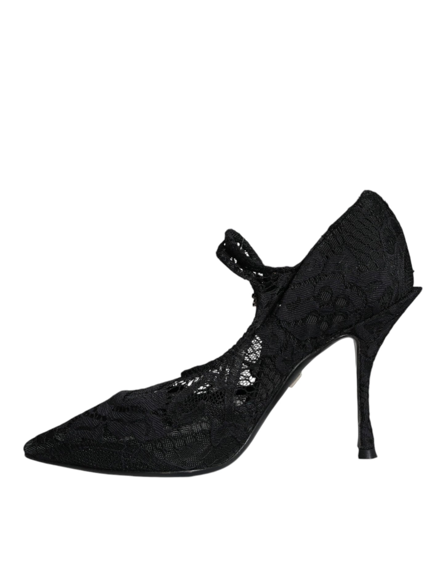 Dolce &amp; Gabbana Black Mary Jane Pumps Lace Crystals Heels Kengät