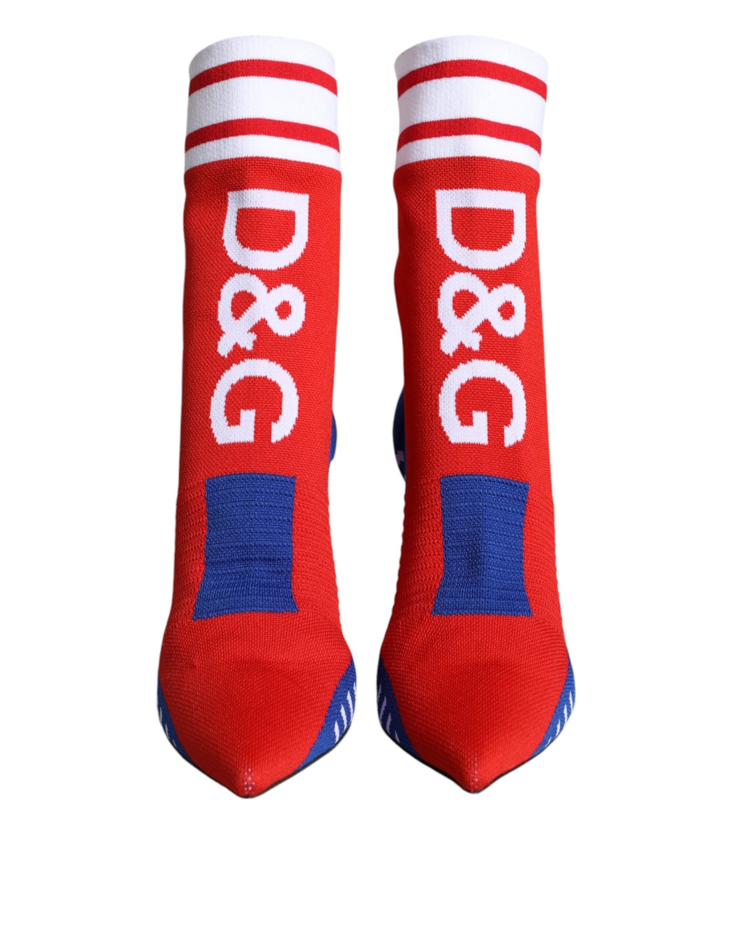 Dolce & Gabbana Rot Blau Stretch Socke Stil Ankle Stiefel Logo Schuhe