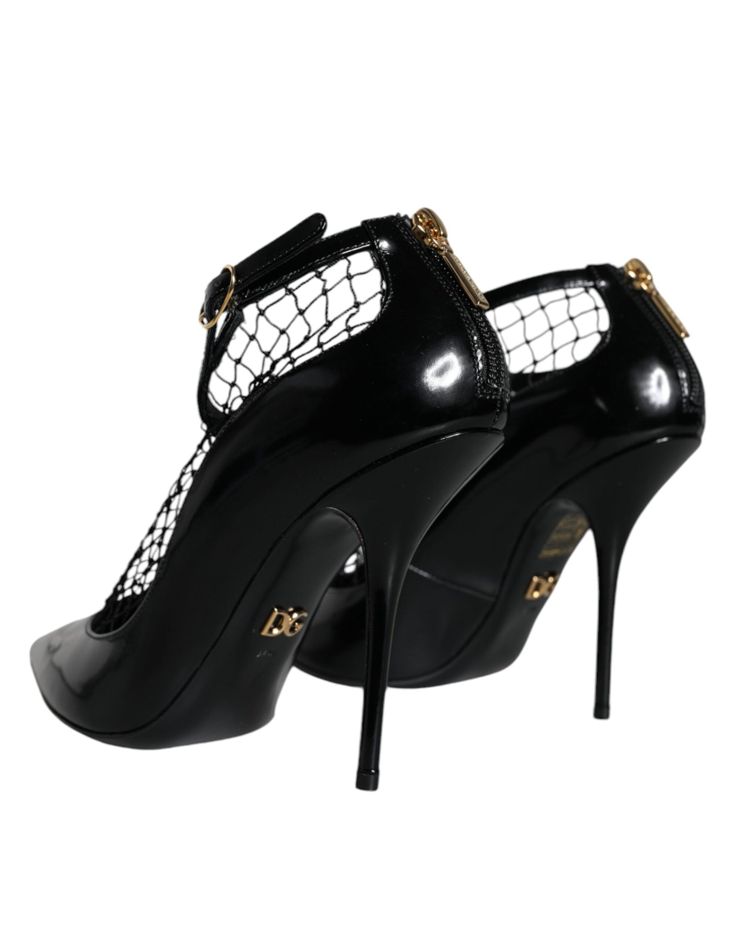 Dolce & Gabbana Schwarz Mesh Lackleder Heels Pumps Schuhe