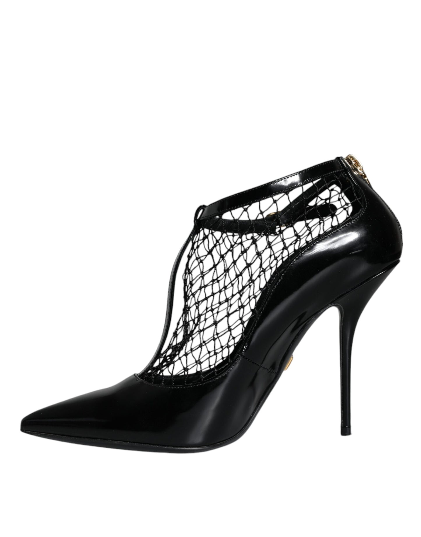 Dolce & Gabbana Schwarz Mesh Lackleder Heels Pumps Schuhe