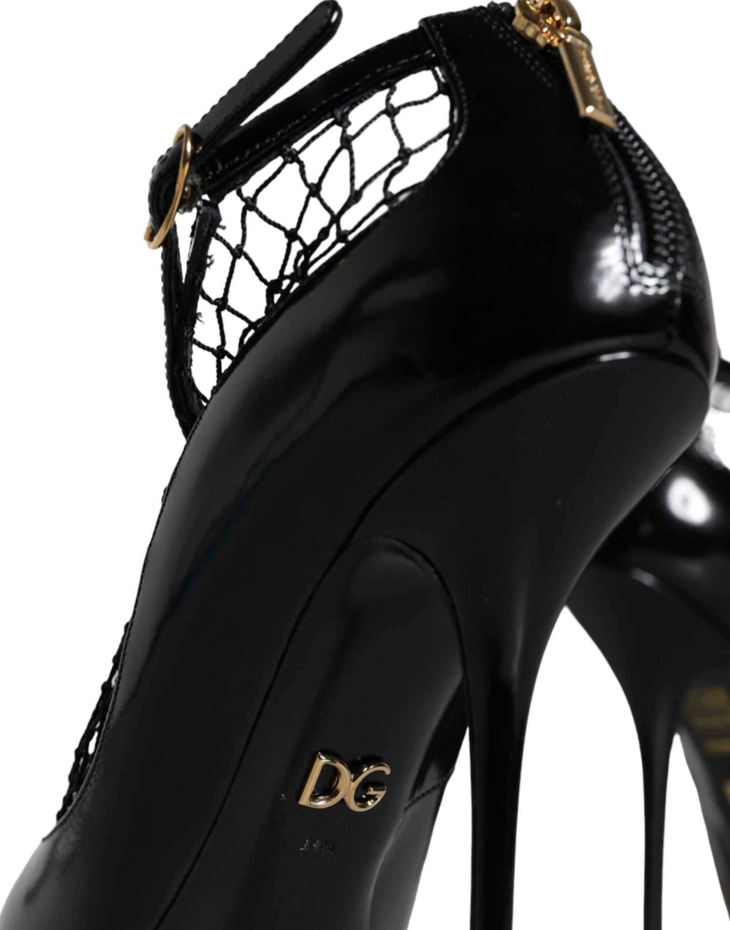 Dolce & Gabbana Schwarz Mesh Lackleder Heels Pumps Schuhe