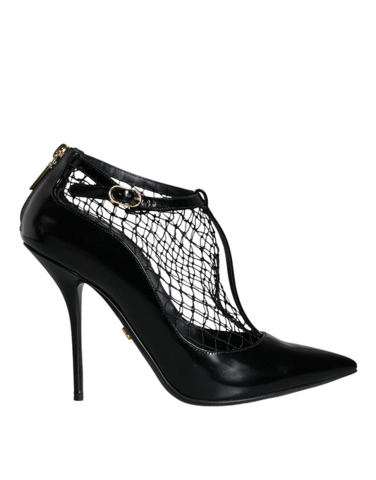 Dolce & Gabbana Schwarz Mesh Lackleder Heels Pumps Schuhe