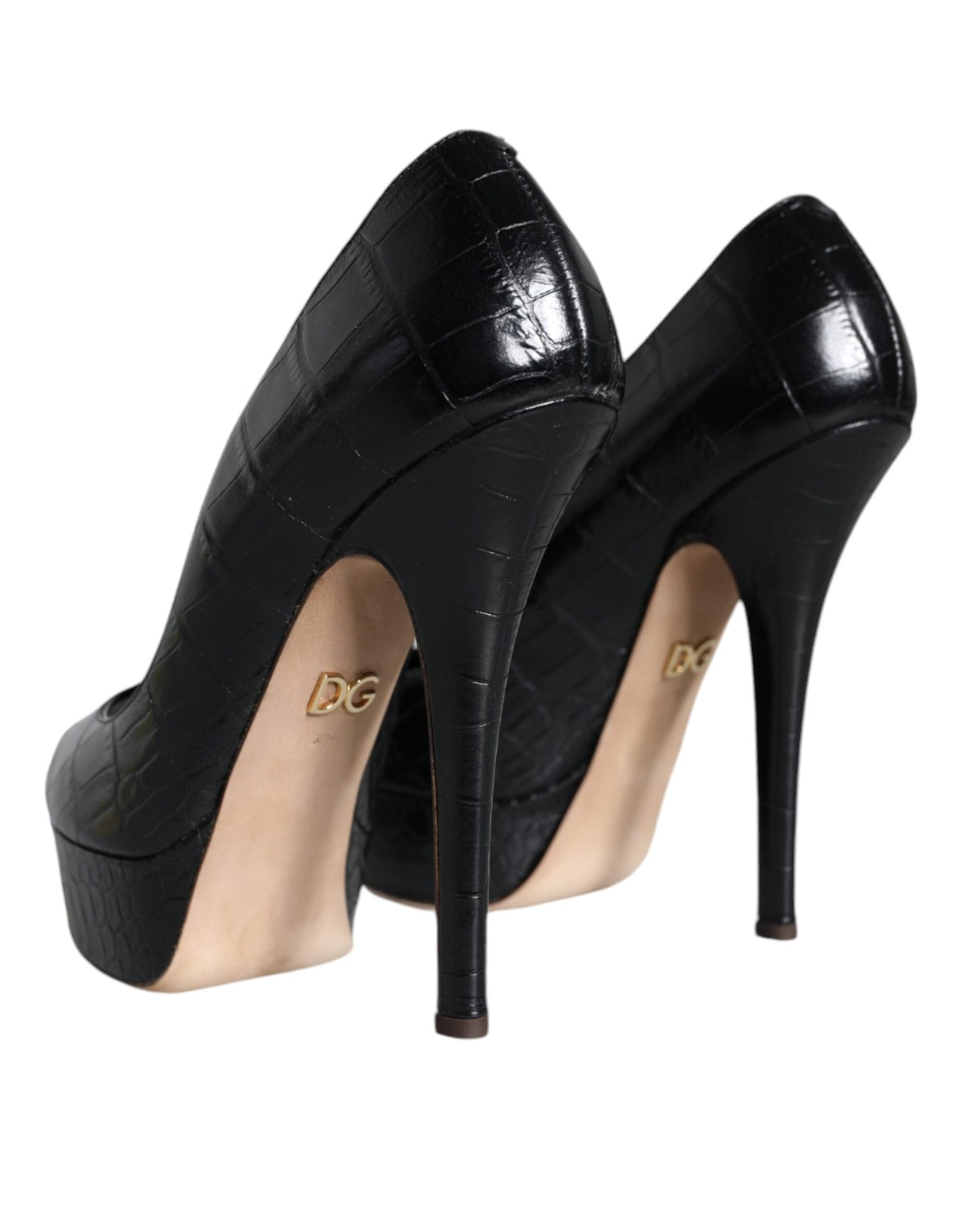 Dolce & Gabbana Schwarz Leder Plateau Heels Pumps Schuhe