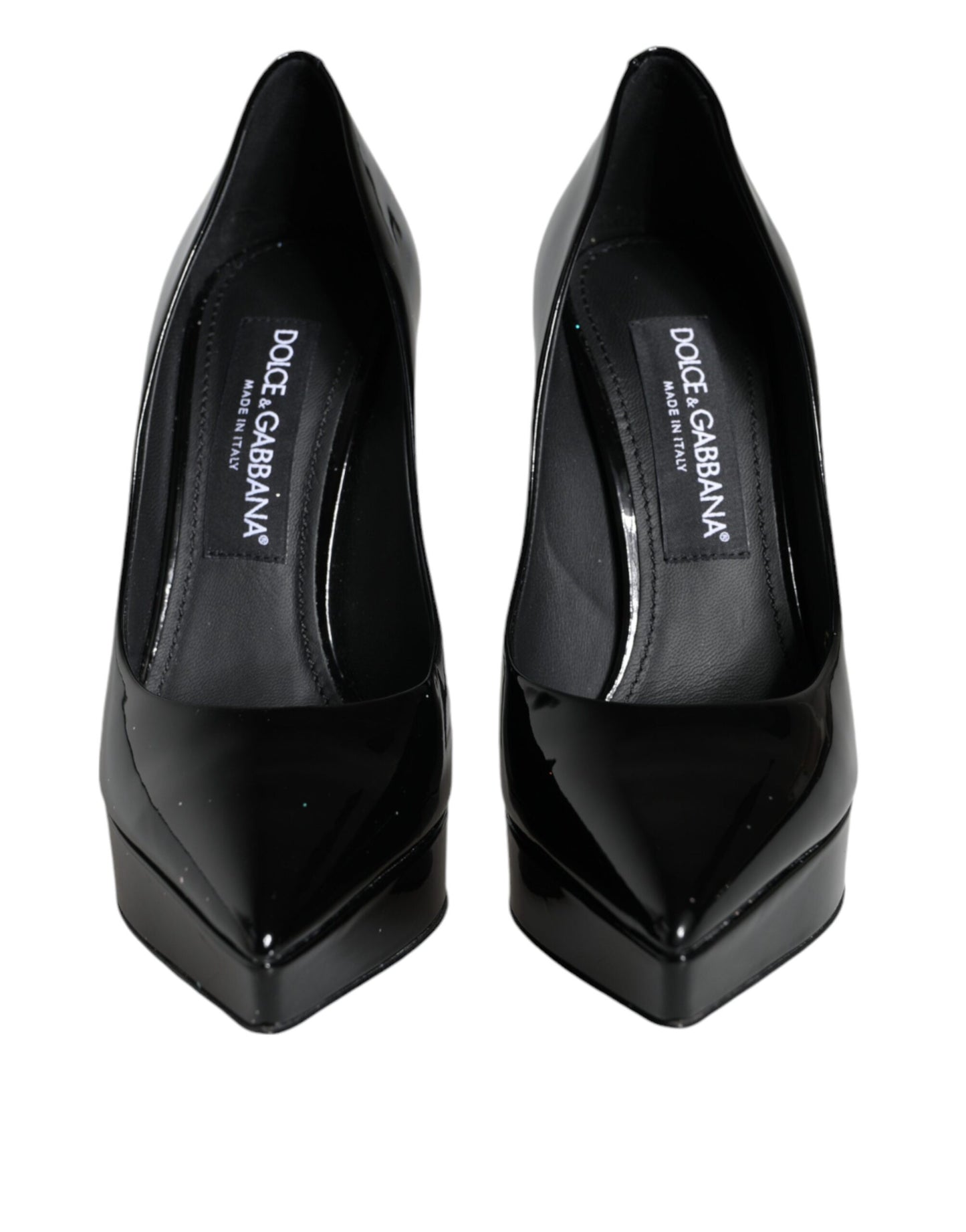 Dolce &amp; Gabbana Black Leather Platform Heels Pumps -kengät