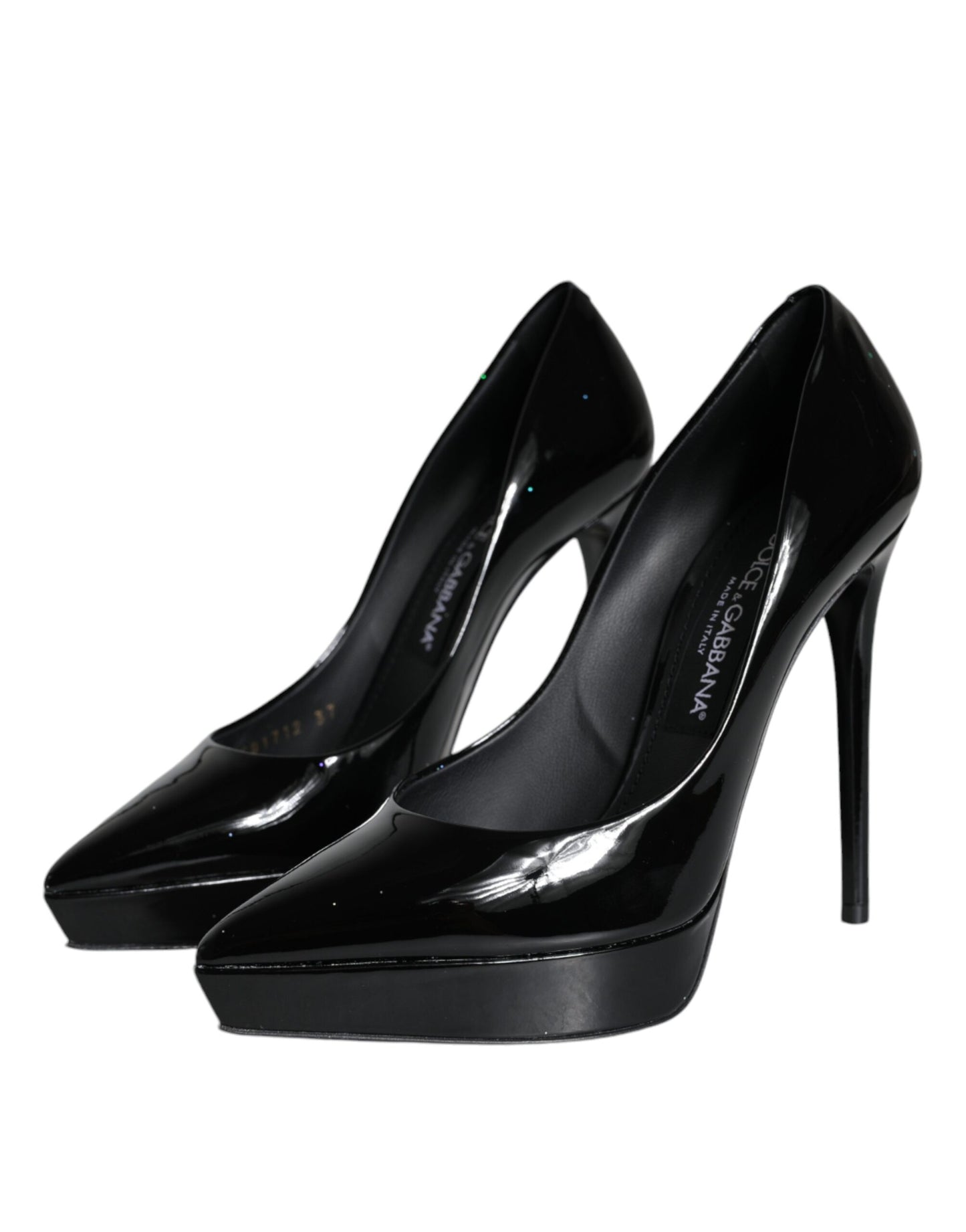 Dolce &amp; Gabbana Black Leather Platform Heels Pumps -kengät