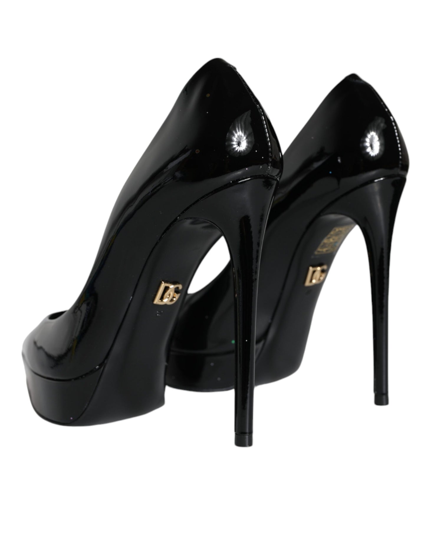 Dolce &amp; Gabbana Black Leather Platform Heels Pumps -kengät