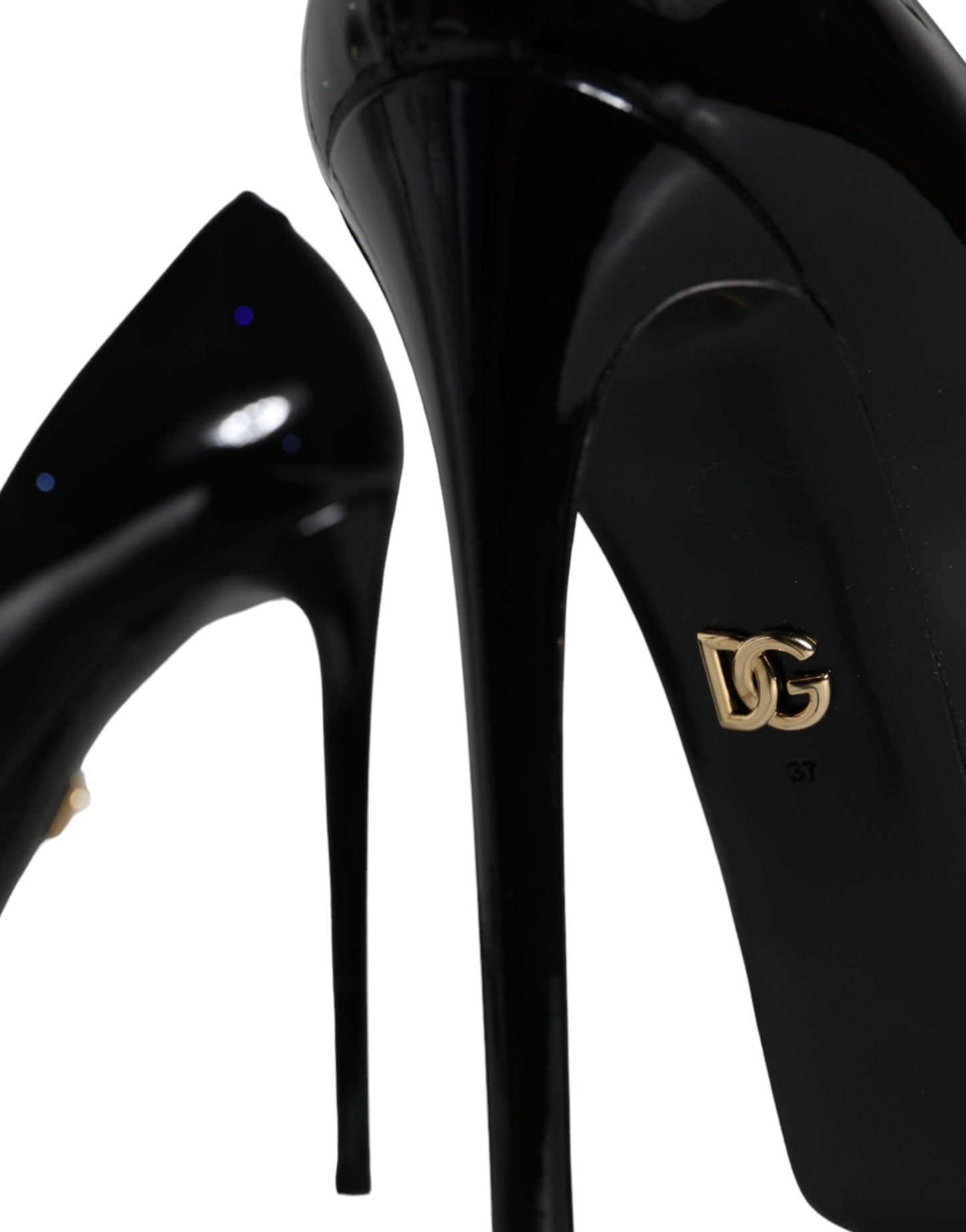 Dolce &amp; Gabbana Black Leather Platform Heels Pumps -kengät