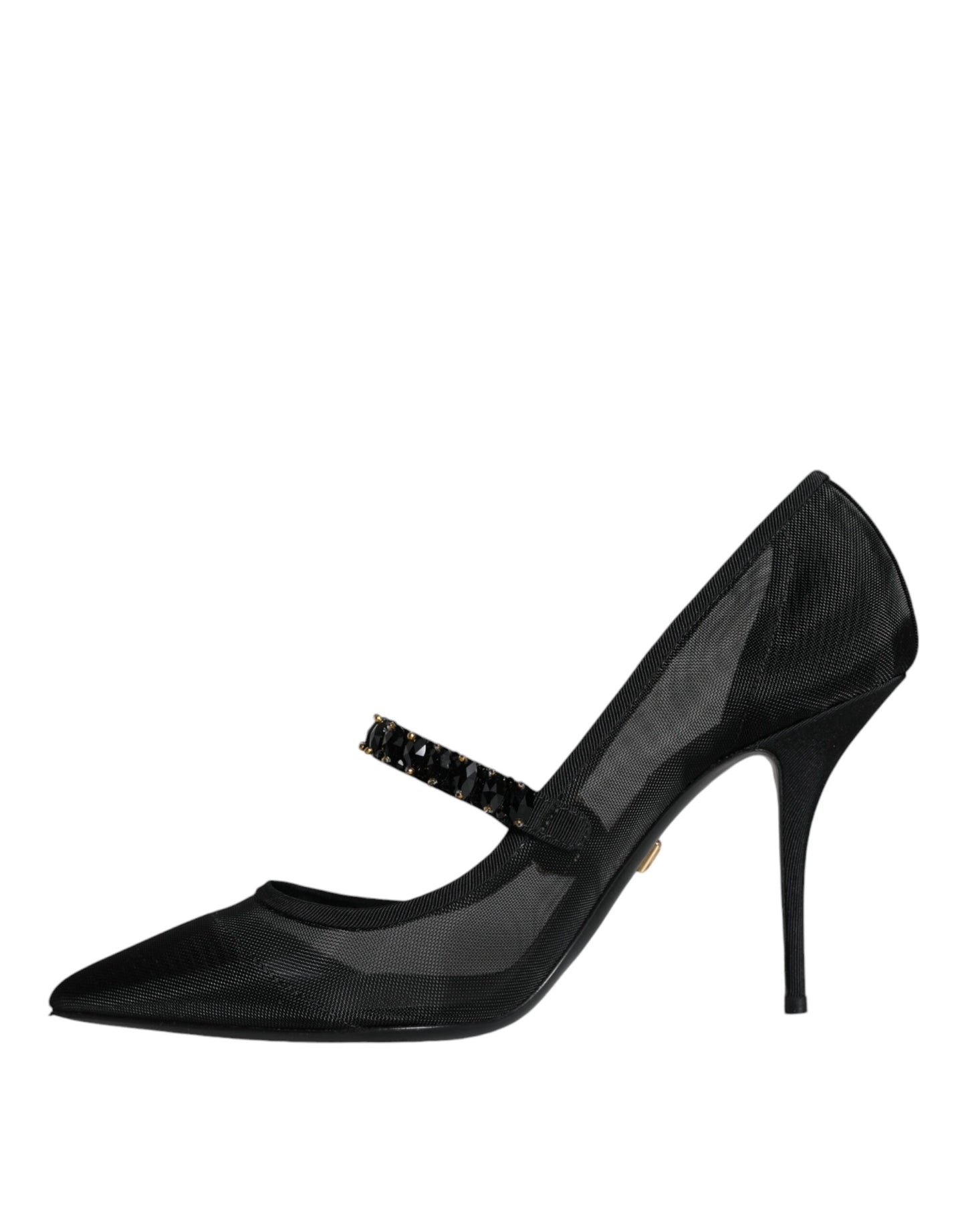 Dolce & Gabbana Schwarz Mesh Mary Jane Crystal Heel Pumps Schuhe