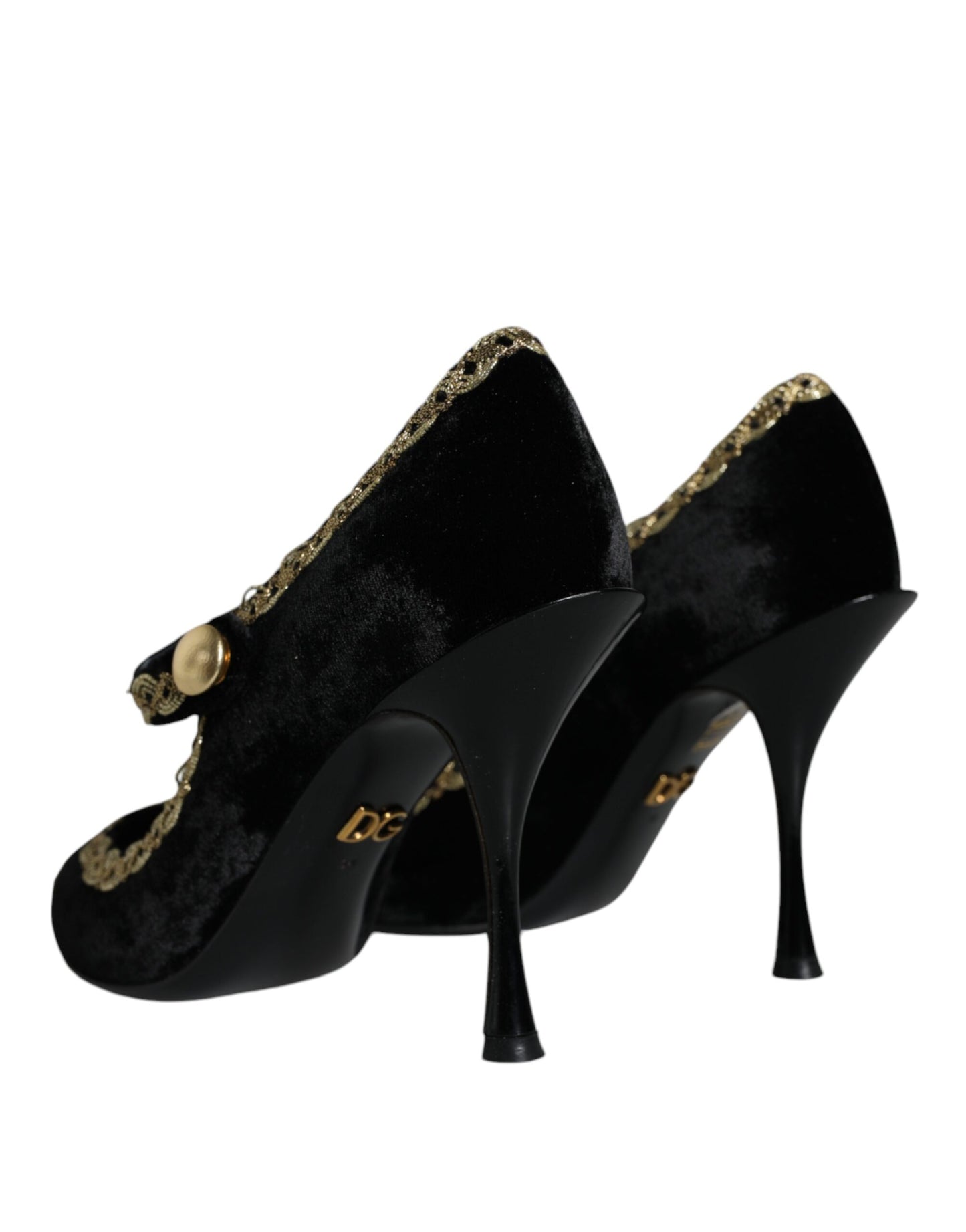 Dolce & Gabbana Schwarz Mary Janes Samt Gold Pumps Schuhe