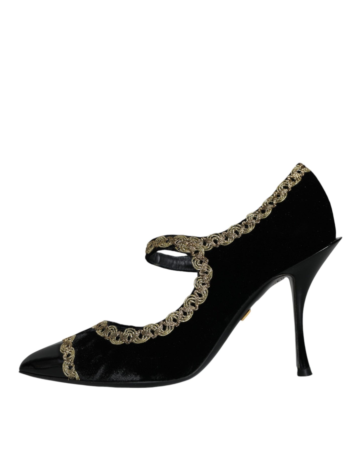 Dolce & Gabbana Schwarz Mary Janes Samt Gold Pumps Schuhe