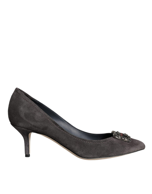 Dolce &amp; Gabbana Grey Amore Suede Bellucci Heels Pumps -kengät