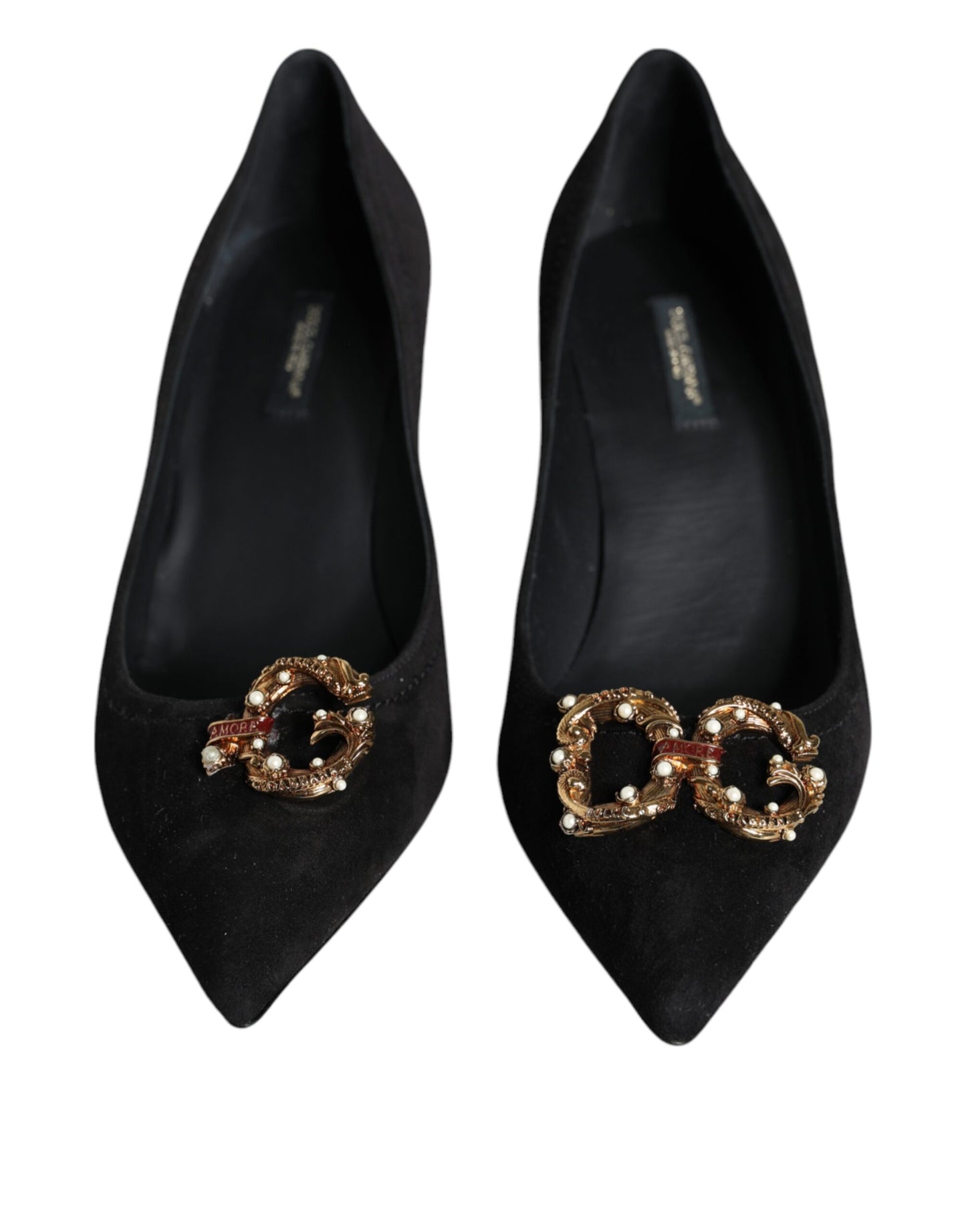 Dolce &amp; Gabbana Black Amore Suede Bellucci Heels Pumps -kengät