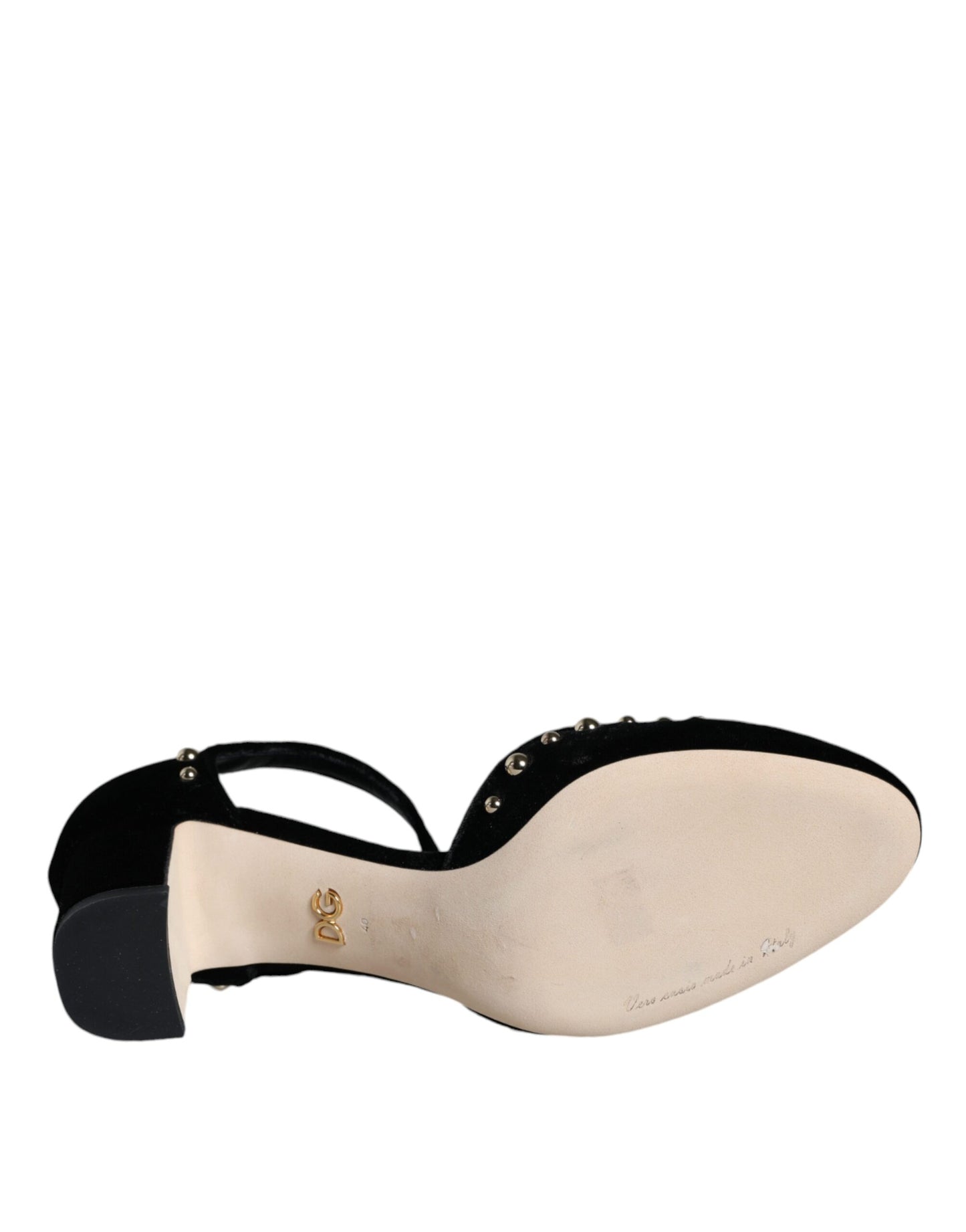 Dolce & Gabbana Schwarzer Samt Rosen Knöchelriemen Pumps Schuhe