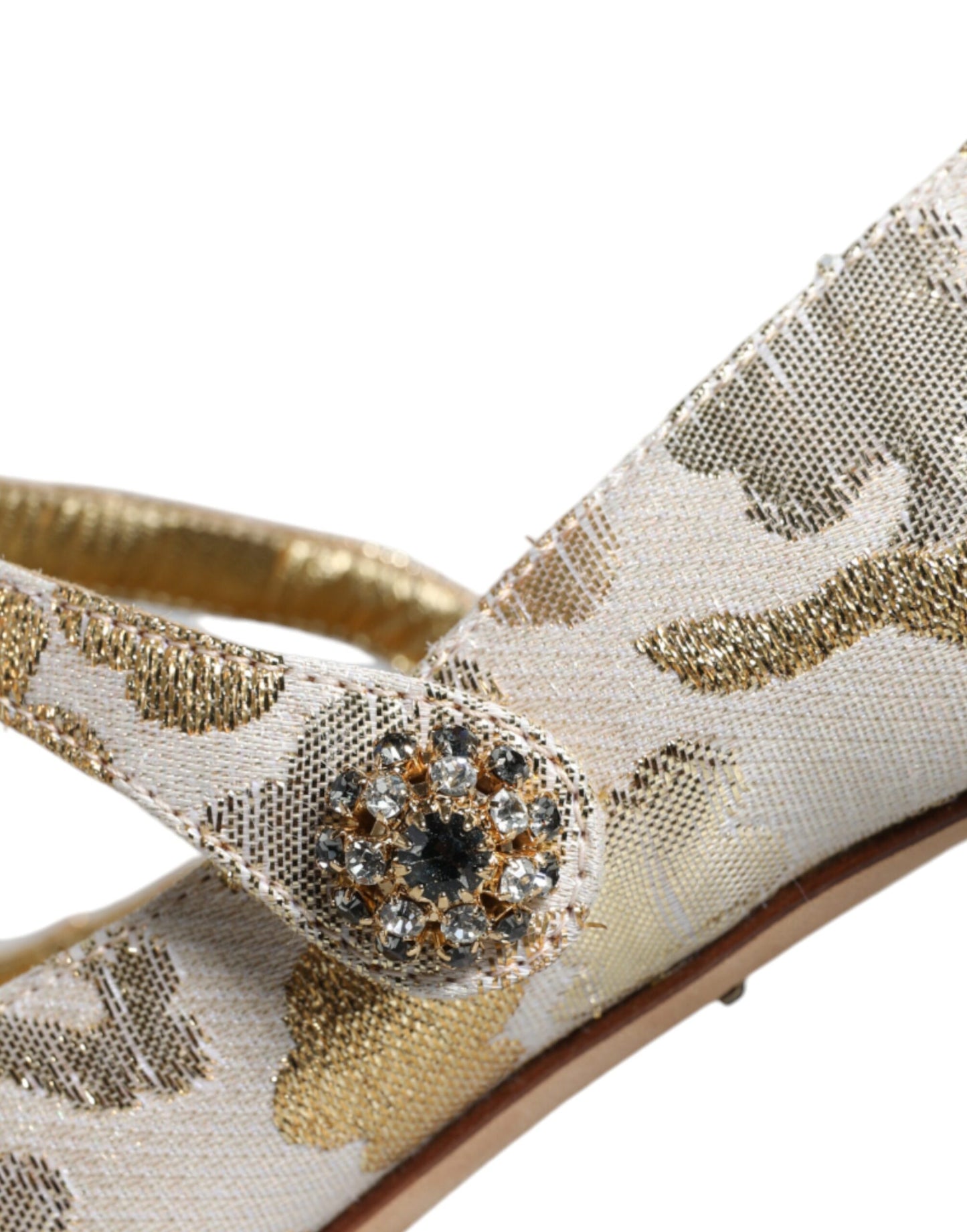 Dolce &amp; Gabbana Gold Jacquard Crystal Mary Janes Pumps -kengät