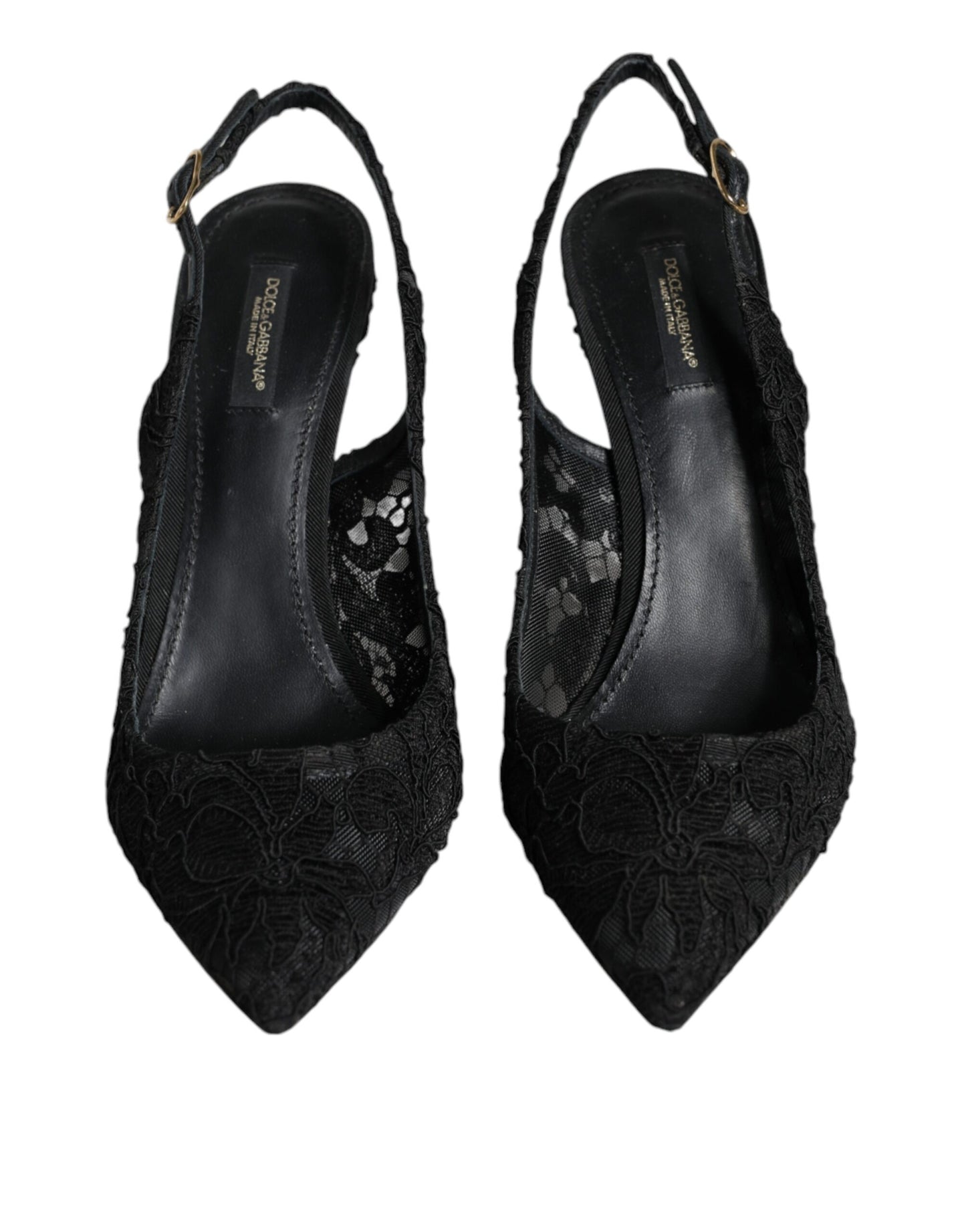 Dolce & Gabbana Schwarz Taormina Spitze Bellucci Slingbacks Schuhe