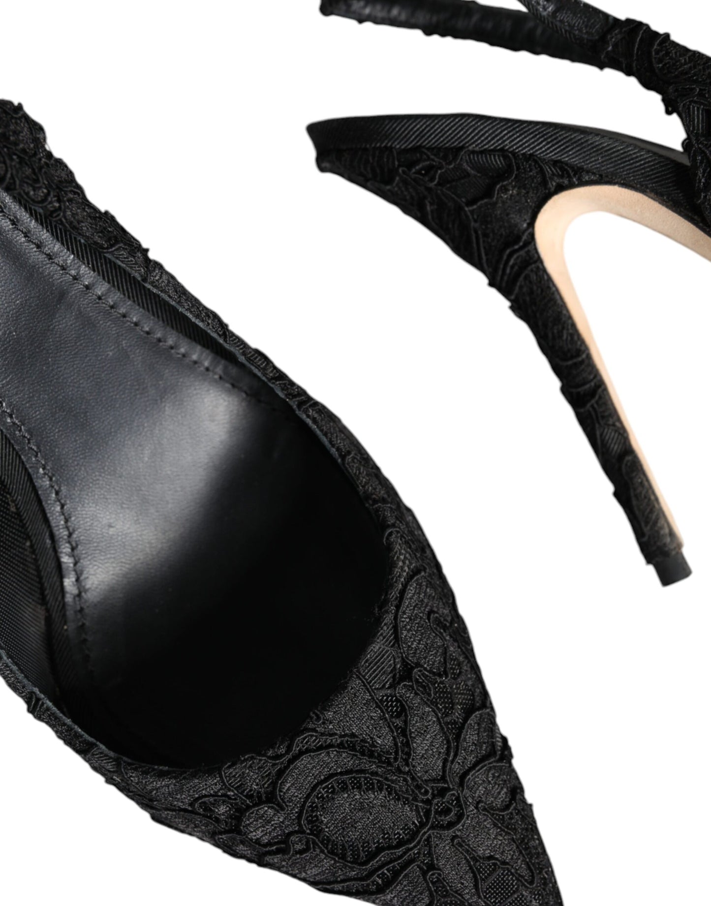 Dolce & Gabbana Schwarz Taormina Spitze Bellucci Slingbacks Schuhe