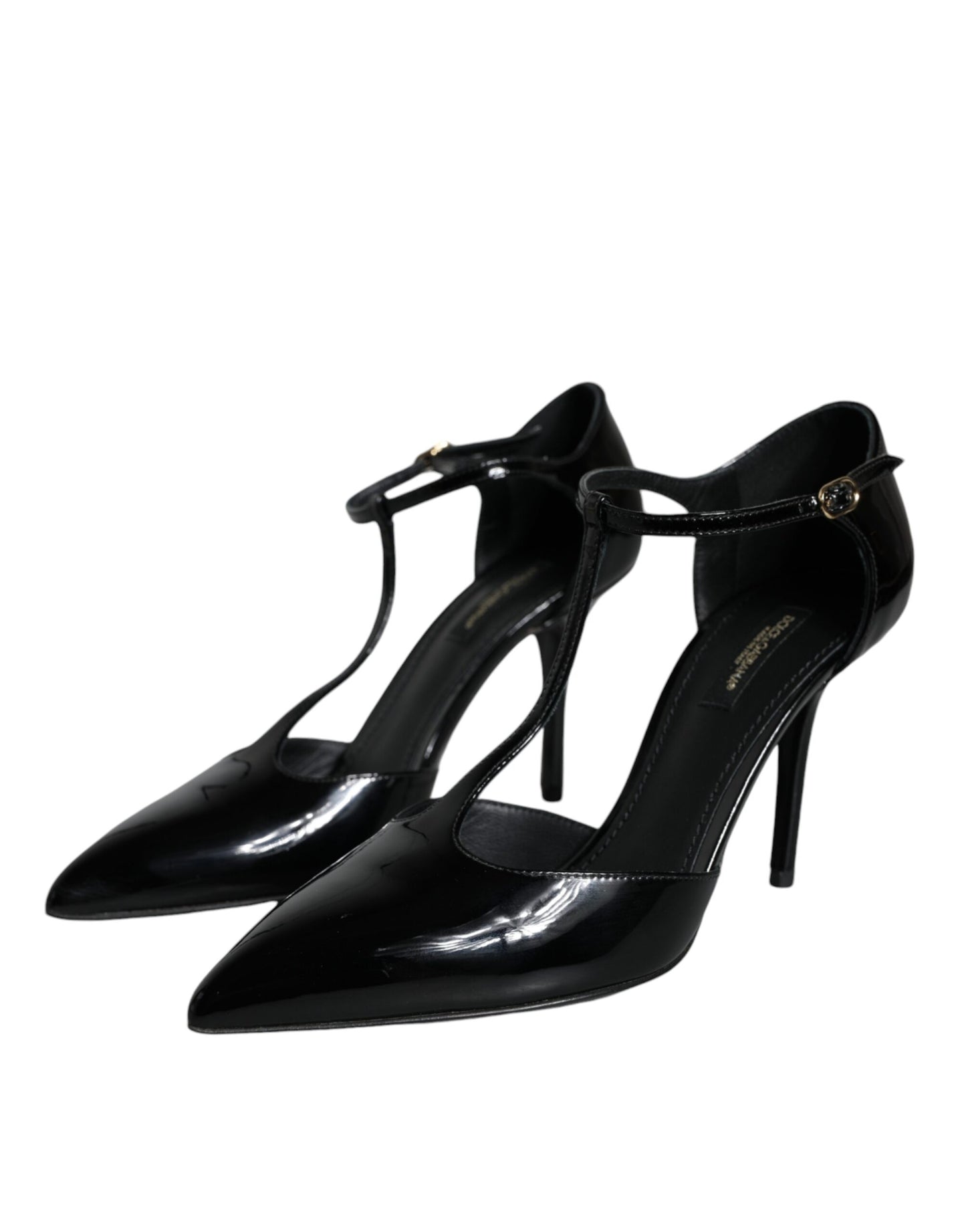 Dolce &amp; Gabbana musta kiiltonahka T-hihna Heels Pumps Kengät