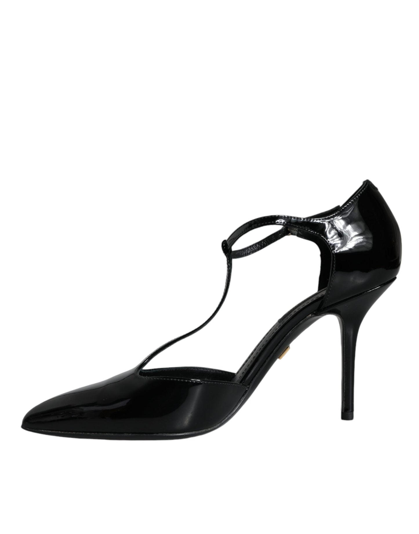 Dolce &amp; Gabbana musta kiiltonahka T-hihna Heels Pumps Kengät