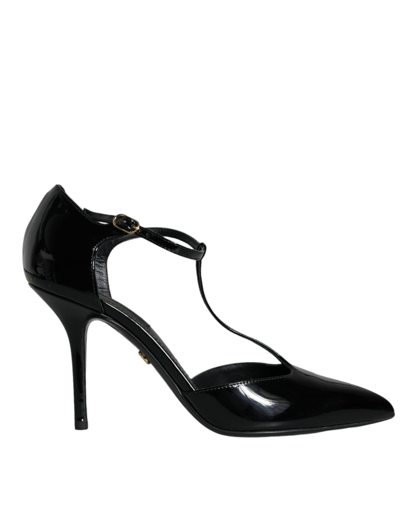 Dolce &amp; Gabbana musta kiiltonahka T-hihna Heels Pumps Kengät