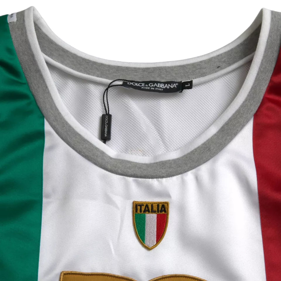 Dolce &amp; Gabbana White Green Sleeveless Top Italian Flag Basket T-shirt