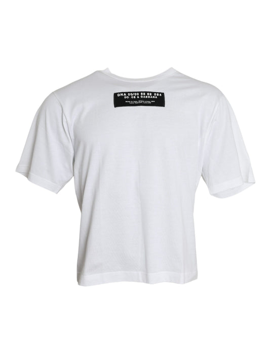 Dolce &amp; Gabbana White Cotton Short Sleeve Crewneck T-paita