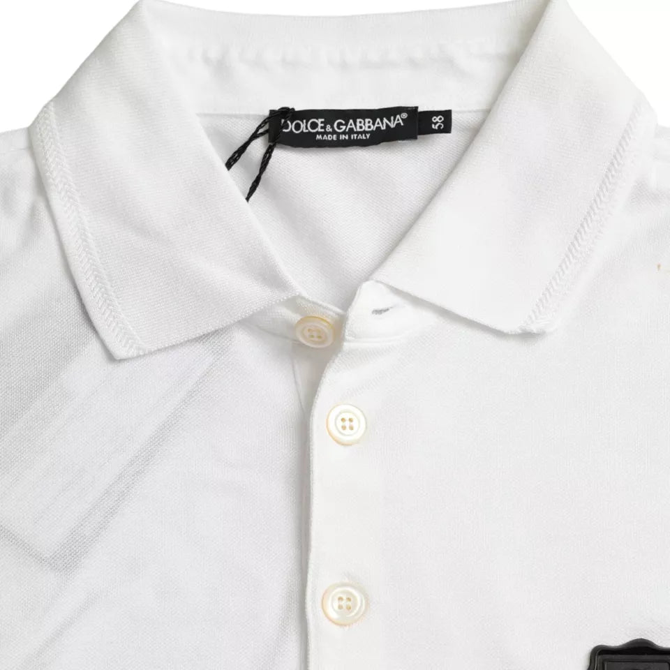 Dolce &amp; Gabbana White Logo Collared Short Sleeve T-shirt