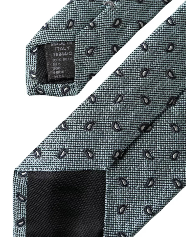 Dolce &amp; Gabbana Green patterned men's tie made of 100% silk