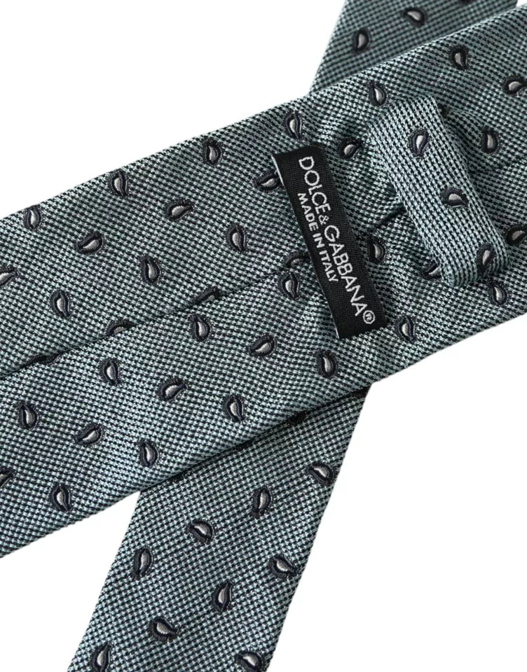 Dolce &amp; Gabbana Green patterned men's tie made of 100% silk