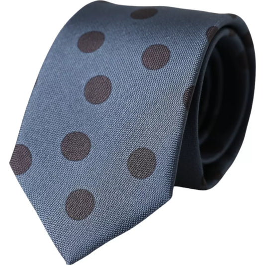 Dolce &amp; Gabbana Blue Black Silk Polka Dot Adjustable Men's Tie