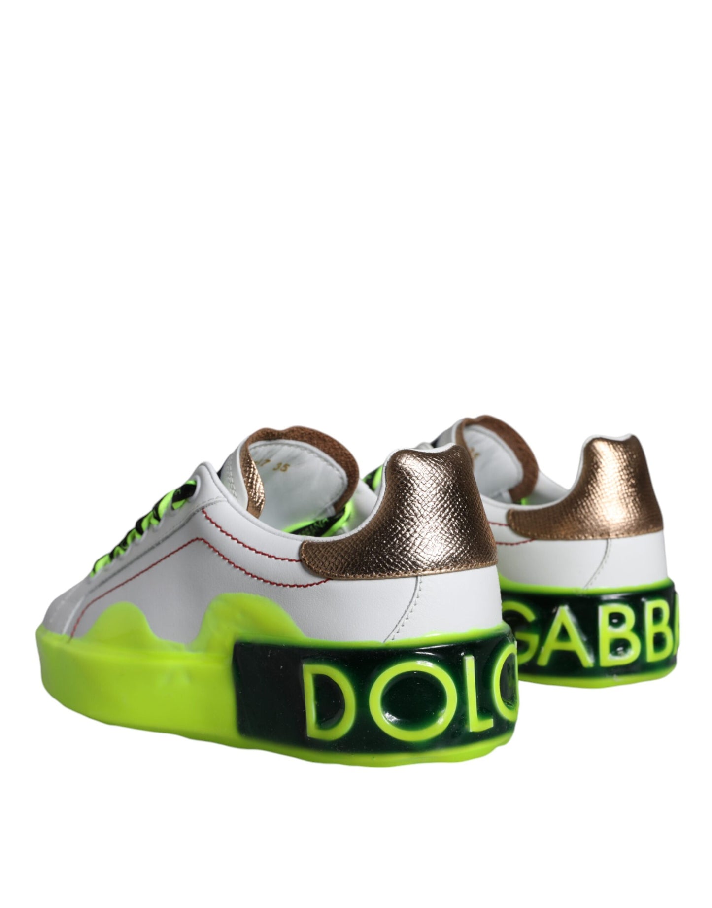 Dolce & Gabbana Weiß Leder Portofino Low Top Sneakers Schuhe