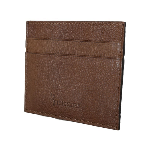 Billionaire Italian Couture Elegant men's leather wallet in brown