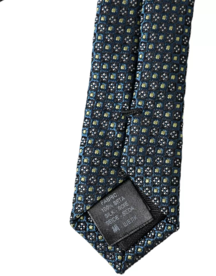 Dolce &amp; Gabbana Green Patterned 100% Silk Adjustable Men's Tie