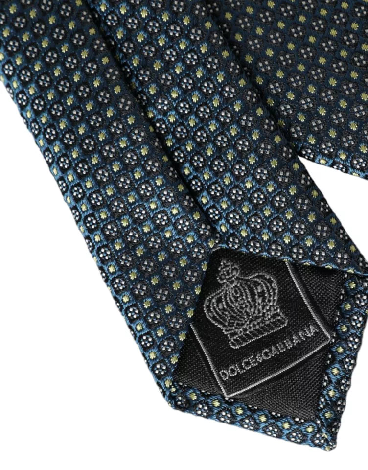 Dolce &amp; Gabbana Green Patterned 100% Silk Adjustable Men's Tie