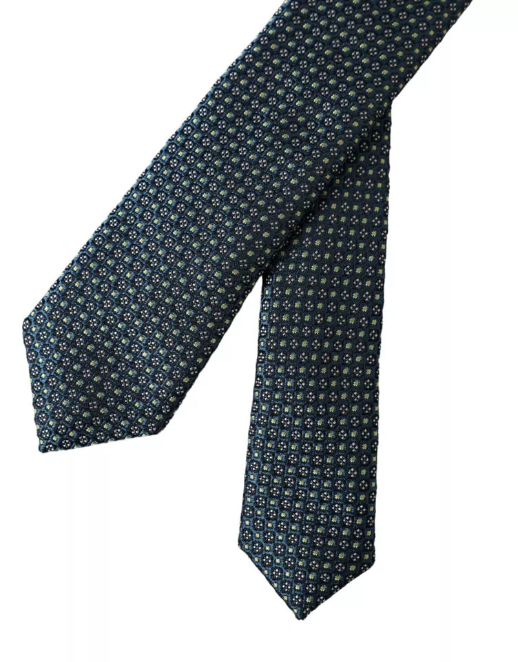 Dolce &amp; Gabbana Green Patterned 100% Silk Adjustable Men's Tie