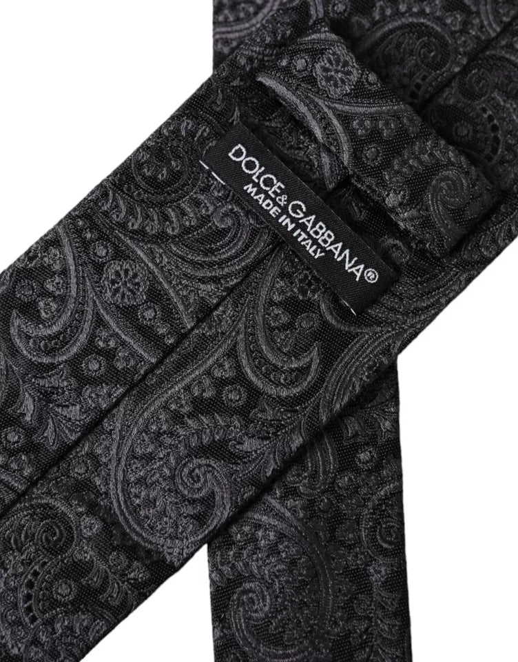 Dolce &amp; Gabbana Gray Patterned 100% Silk Adjustable Men's Tie